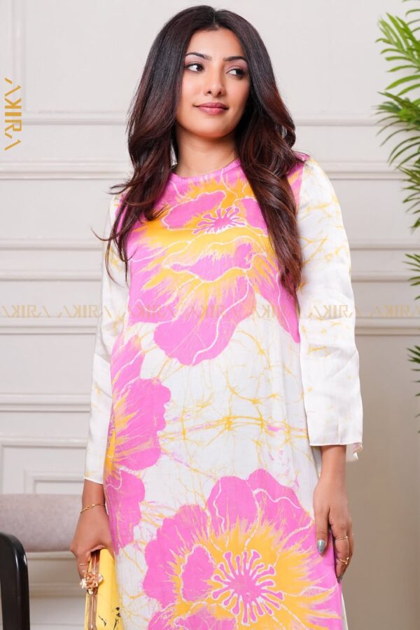 Orchid flora silk designer dress