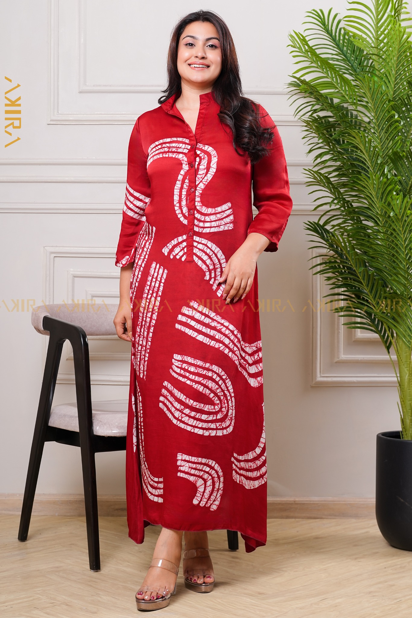 Ruby elegance batik silk dress