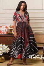 Ruby Flame Batik Flared Dress
