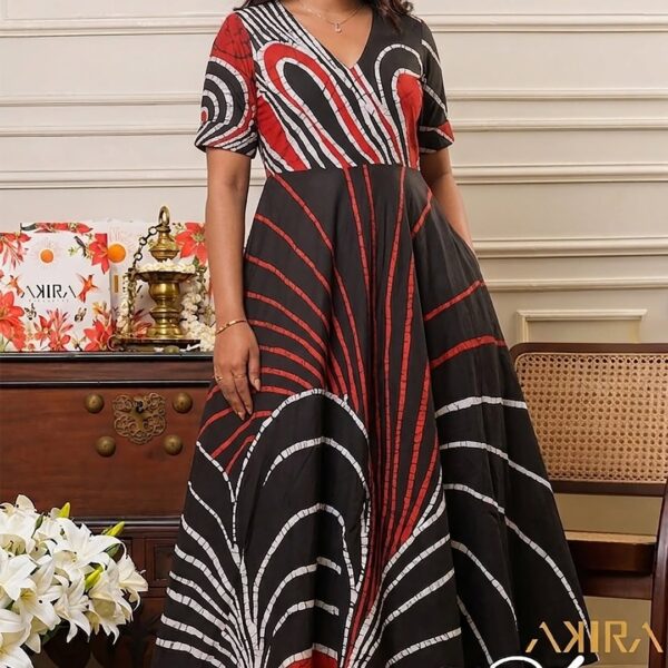 Ruby Flame Batik Flared Dress