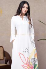 Olivine Linen Elegant Dress