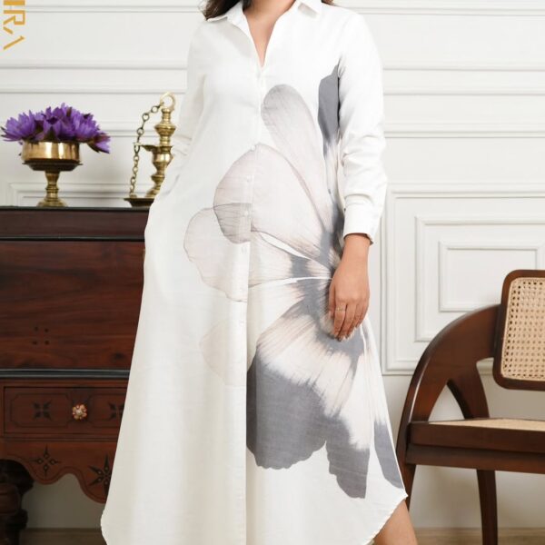 Big Floral Linen Dress