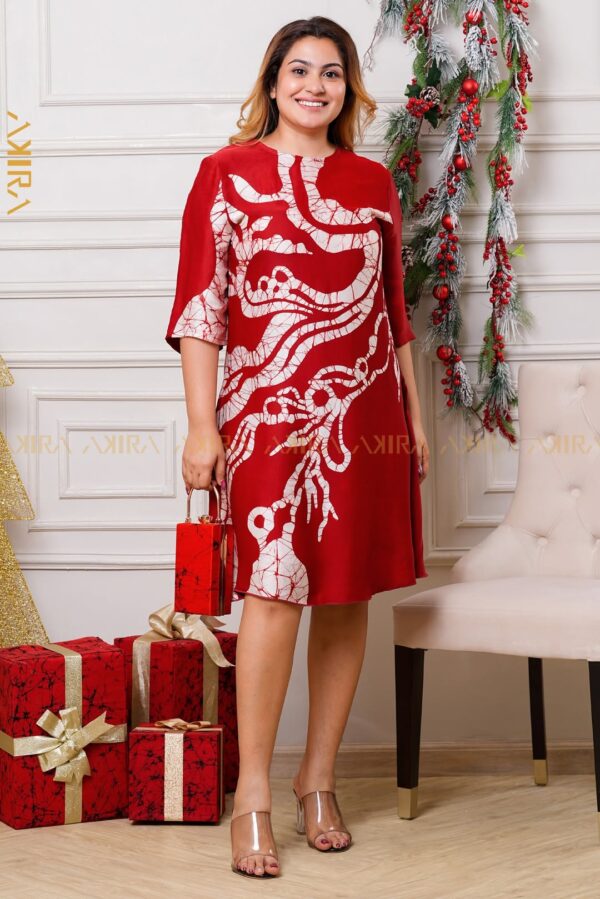 White Mist Merlot Silk Party Dress