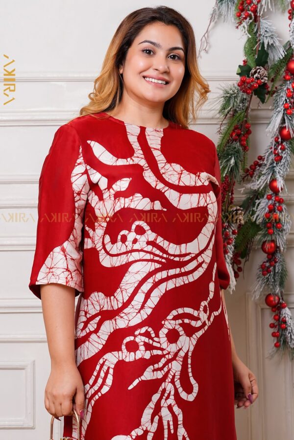 White Mist Merlot Silk Party Dress