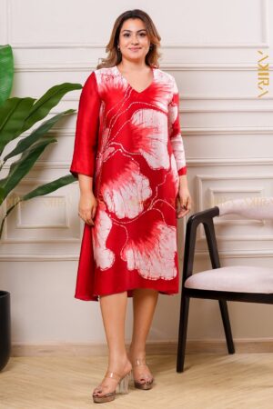 Rose gardanic silk designer dress