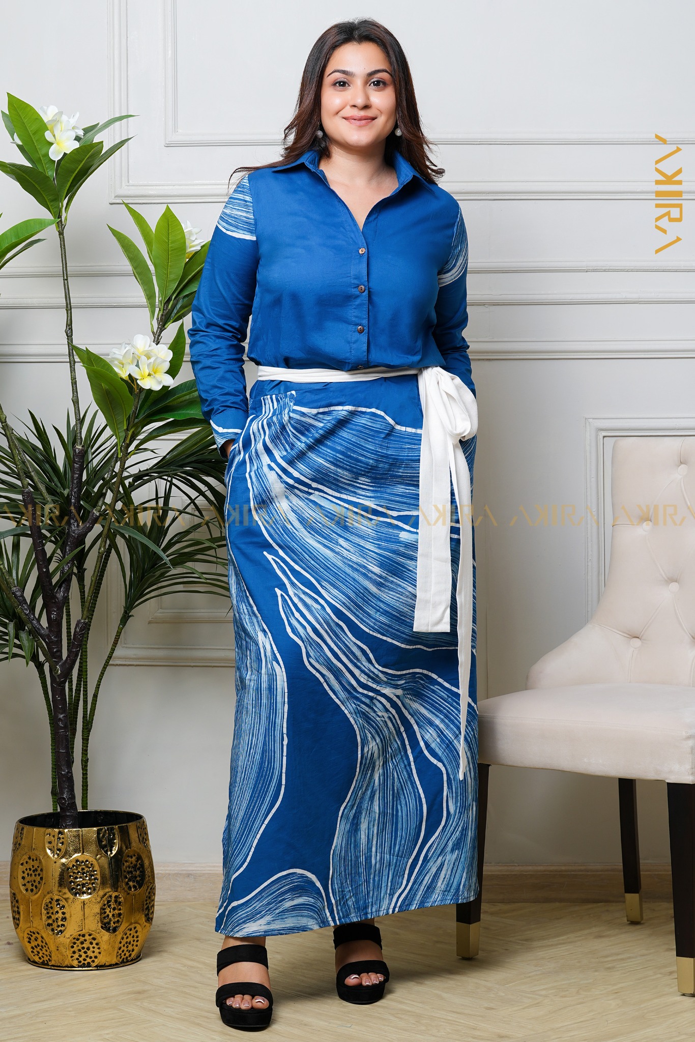 Aqua Elegant Batik Designer Dress