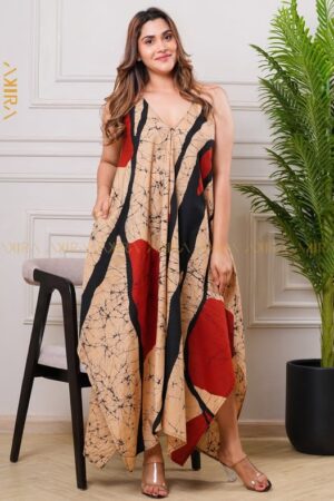 Ivory Modern Batik Flared Dress