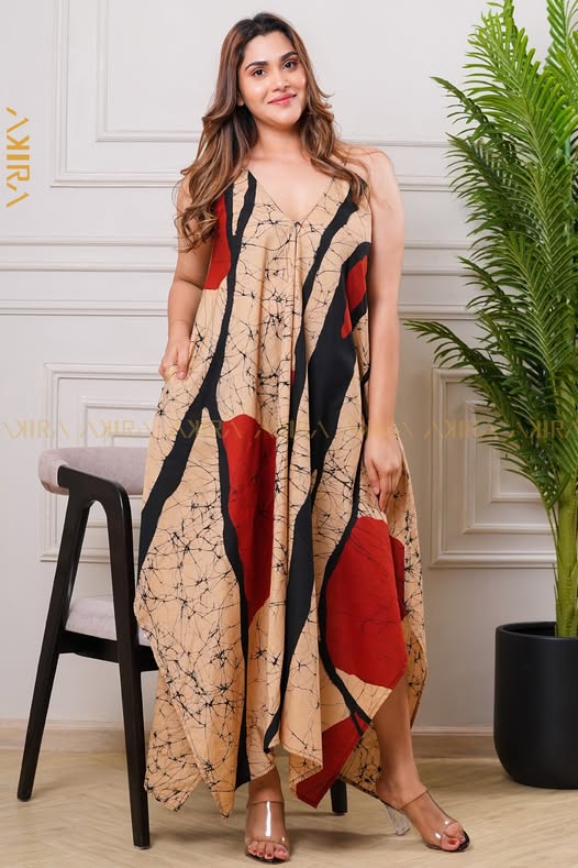 Ivory Modern Batik Flared Dress