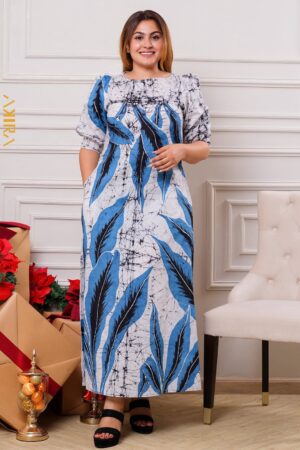 Elegance Leaves Batik Dress