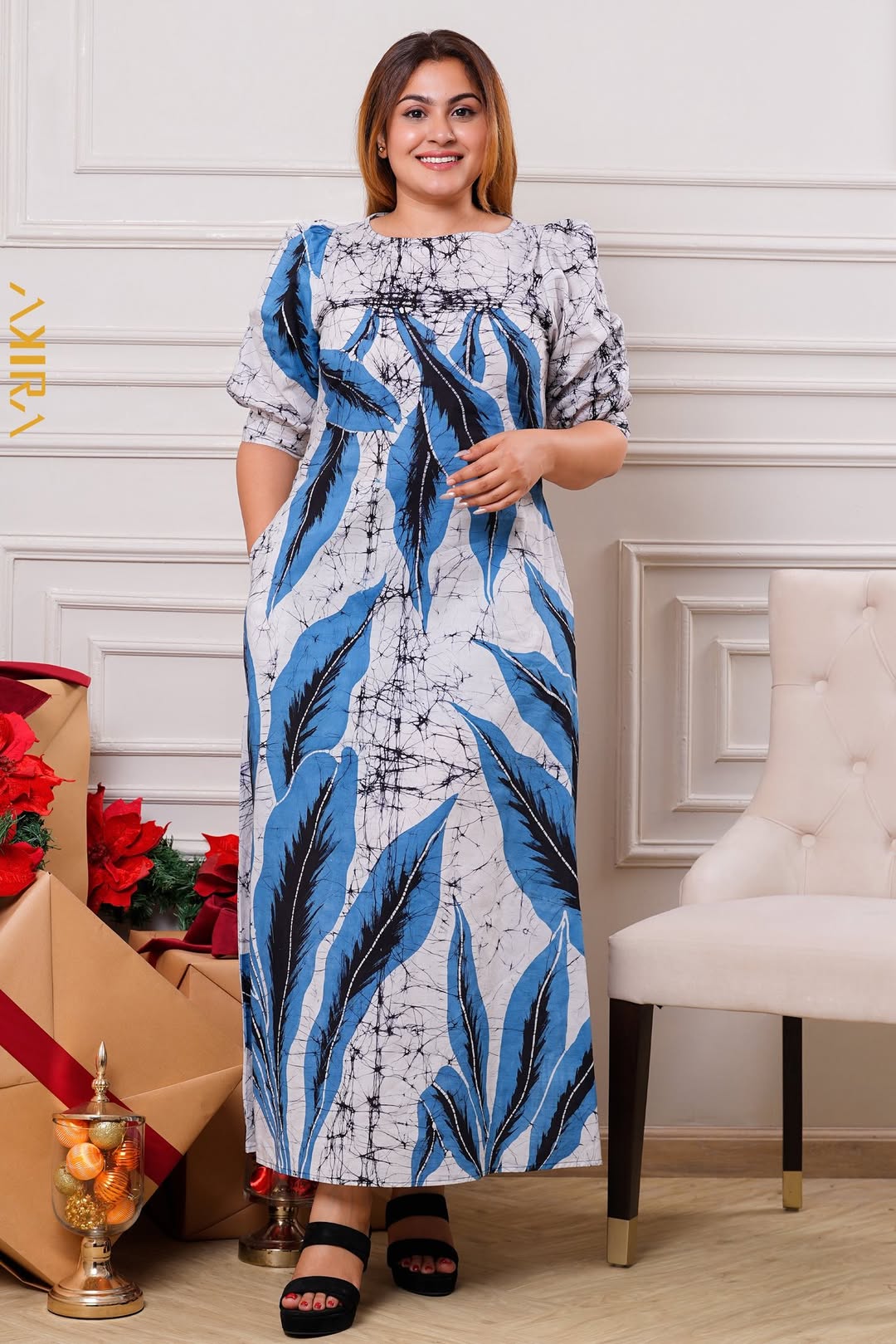 Elegance Leaves Batik Dress