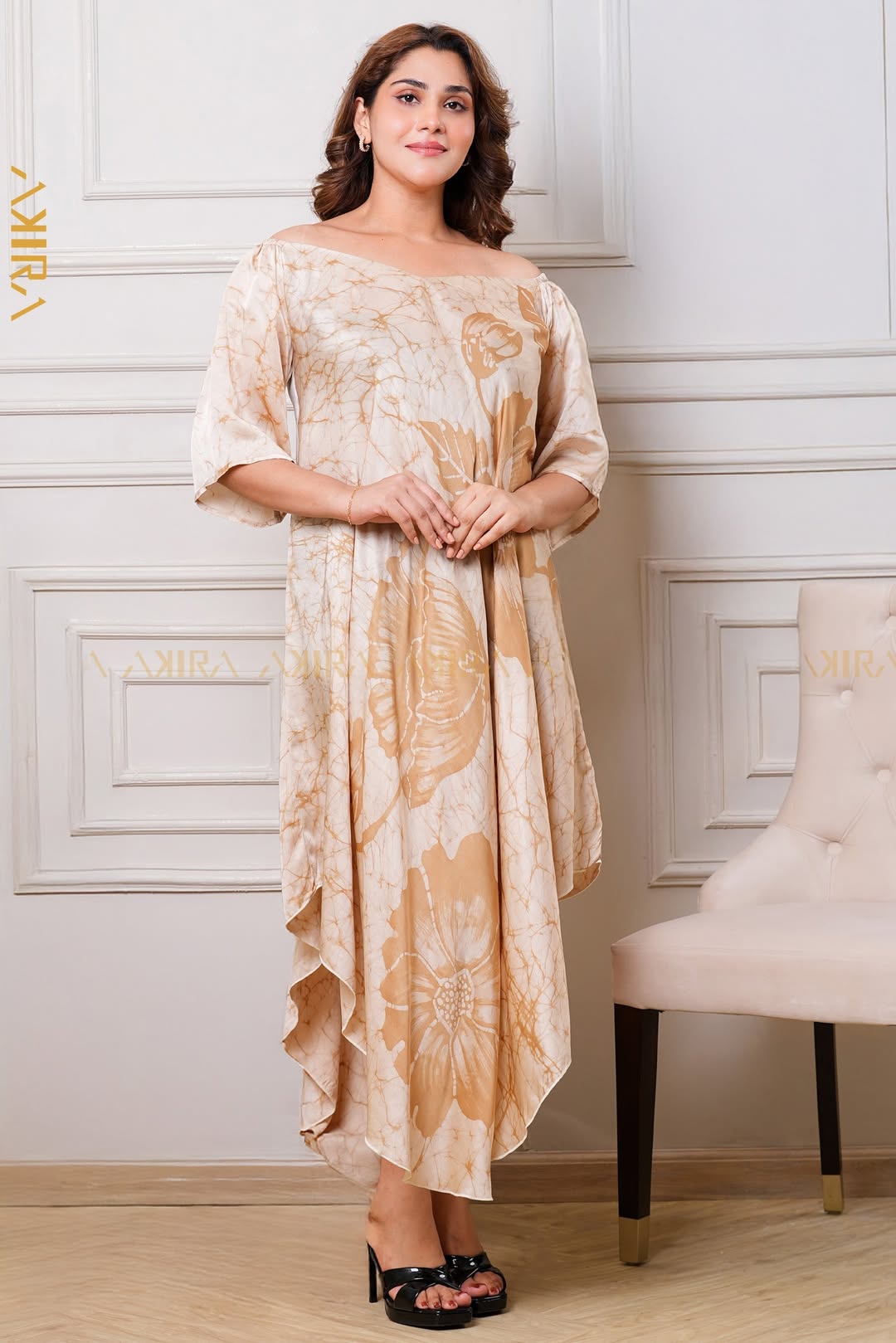 Golden Magic Silk Designer Dress