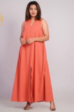 Apricot Sleeveless Casual Dress