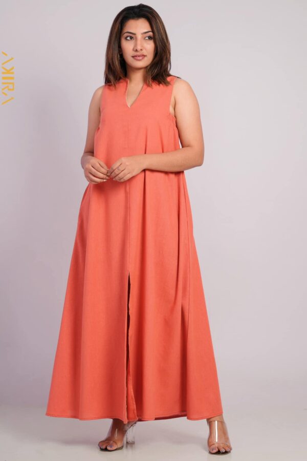 Apricot Sleeveless Casual Dress