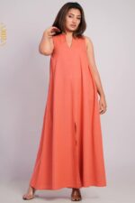 Apricot Sleeveless Casual Dress
