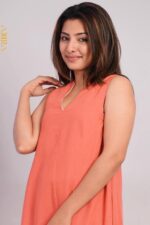 Apricot Sleeveless Casual Dress