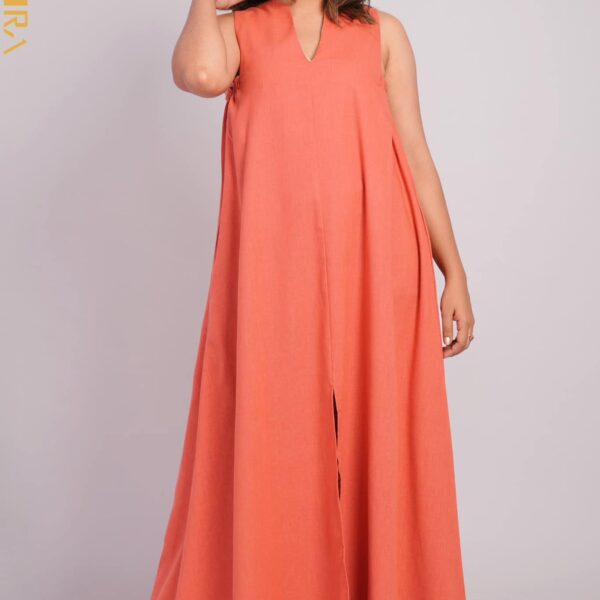 Apricot Sleeveless Casual Dress
