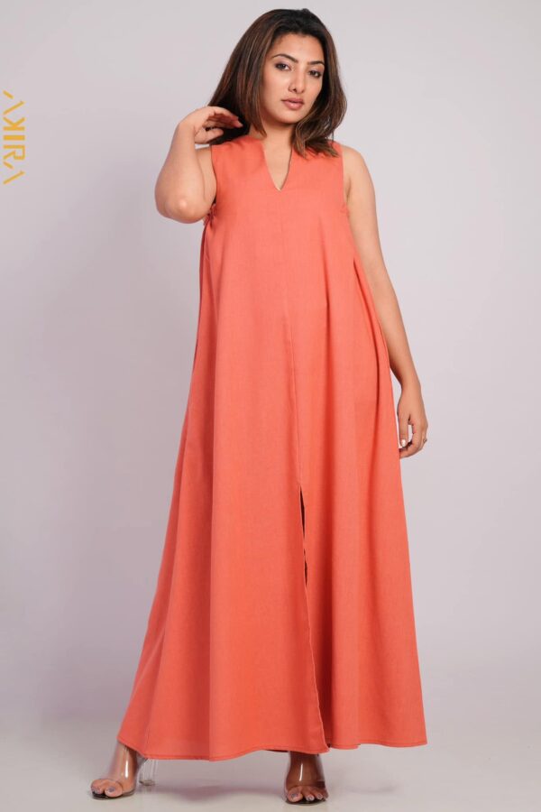 Apricot Sleeveless Casual Dress