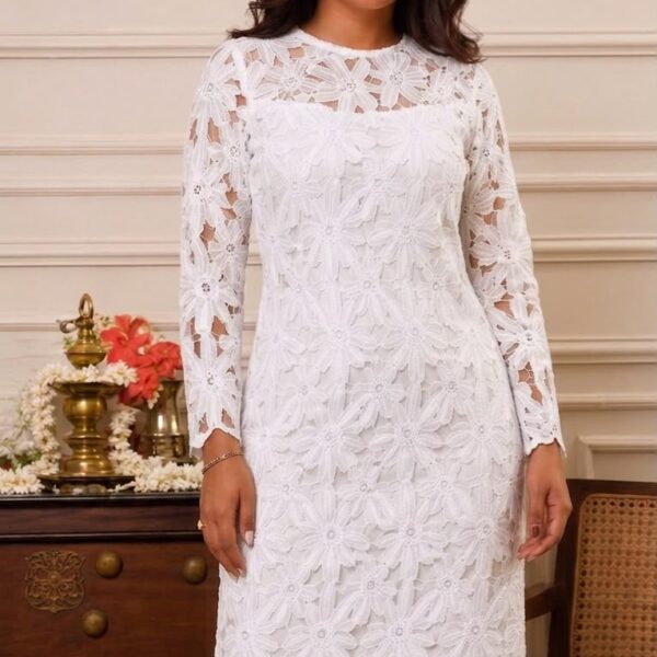 White Floral Lace Dress