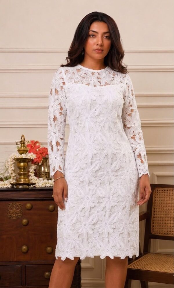 White Floral Lace Dress