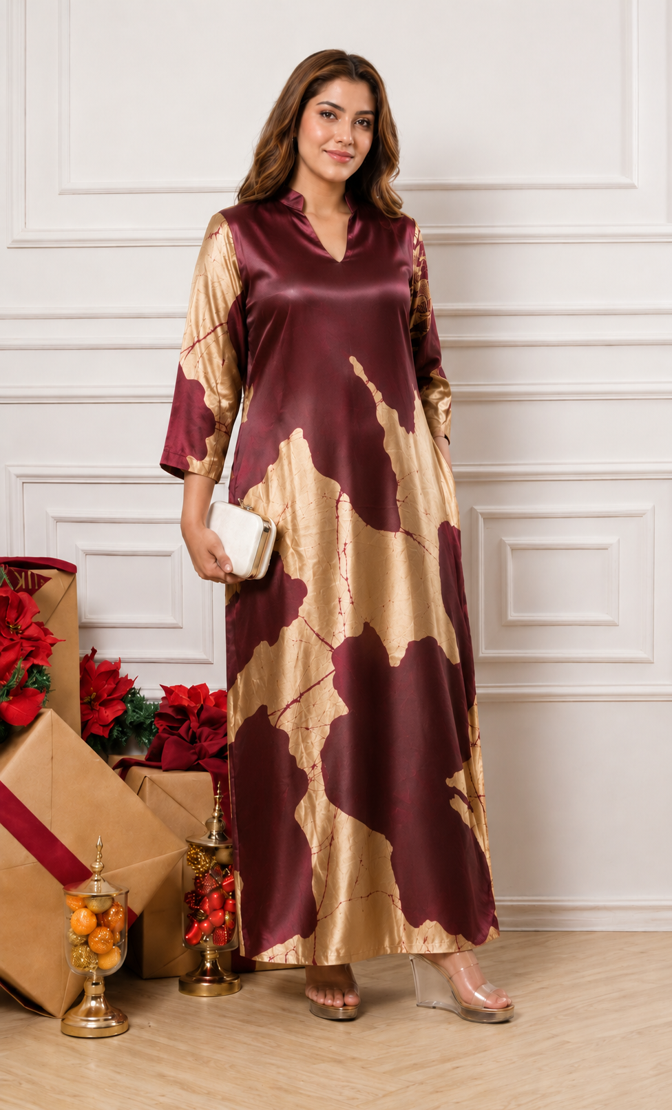 Red Vine Silk Dress