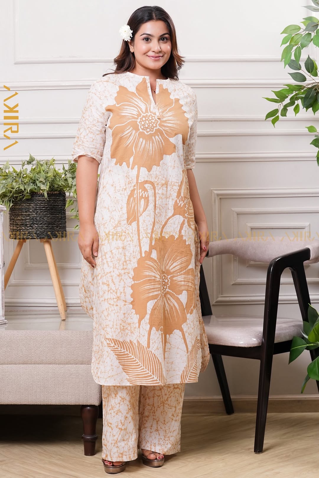 Golden Flora Batik Top