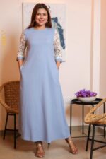 Silver Splendor Sleeve Detail Dress