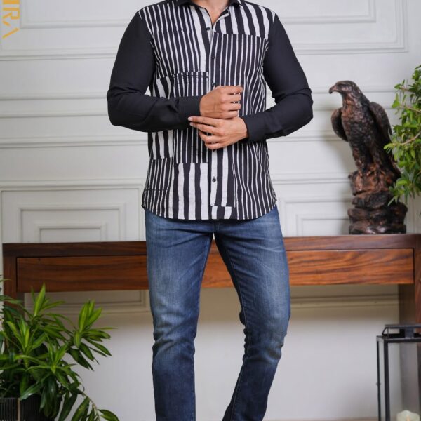 Black raw men batik shirt