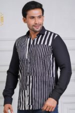 Black raw men batik shirt