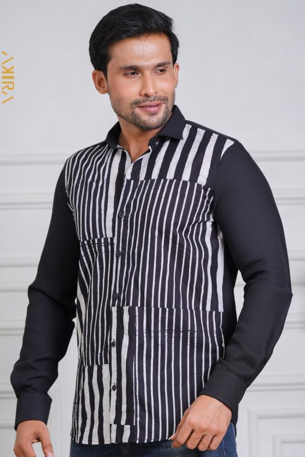 Black raw men batik shirt