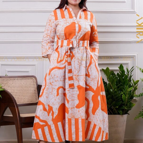 Saffron Evening Batik Detail Dress