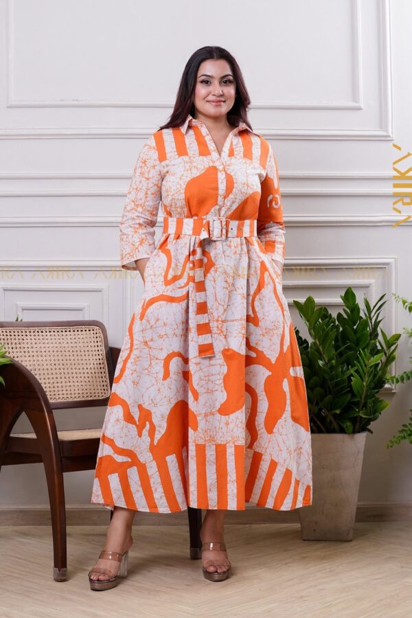 Saffron Evening Batik Detail Dress