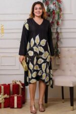 Midnight Leaves Silk Dress