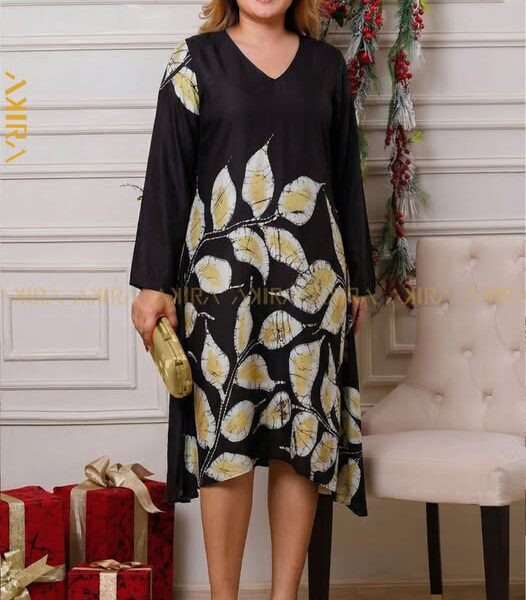Midnight Leaves Silk Dress