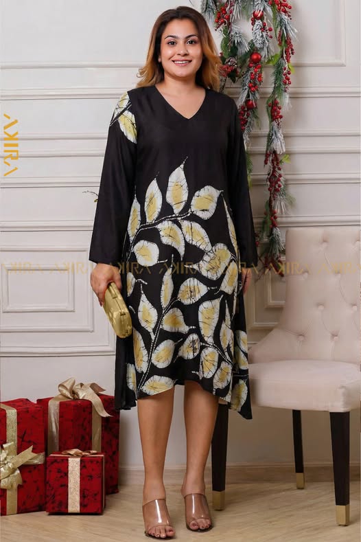 Midnight Leaves Silk Dress