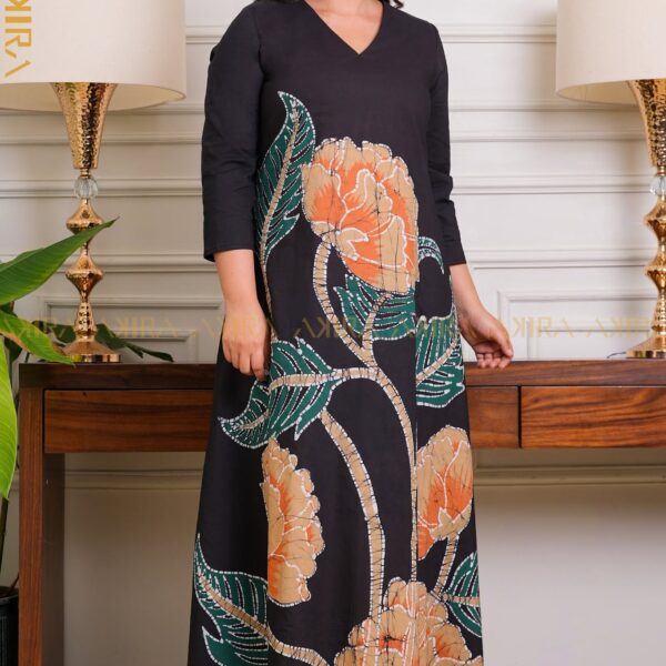 Midnight Flora Batik Dress