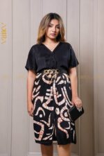 Dark Mixed Elegant Silk Party Dress