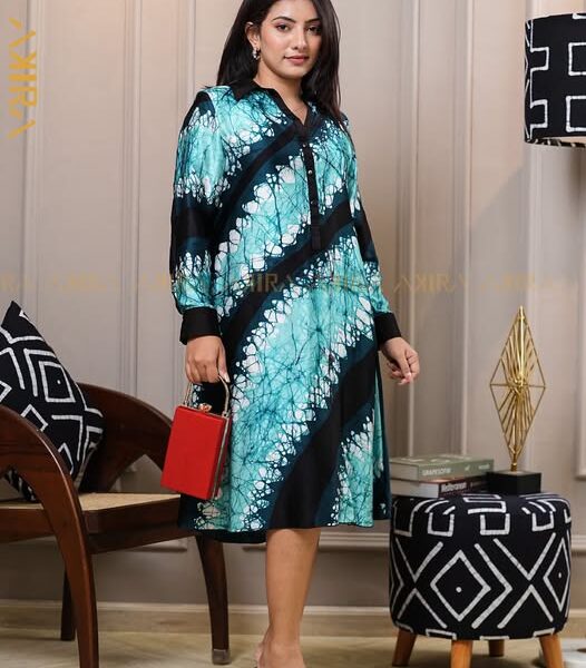 Sapphire Elegance Silk Dress