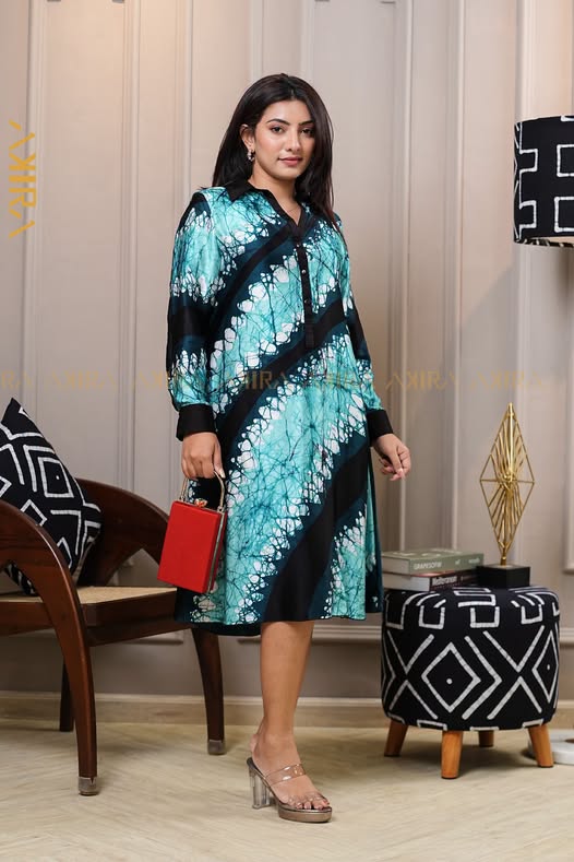 Sapphire Elegance Silk Dress