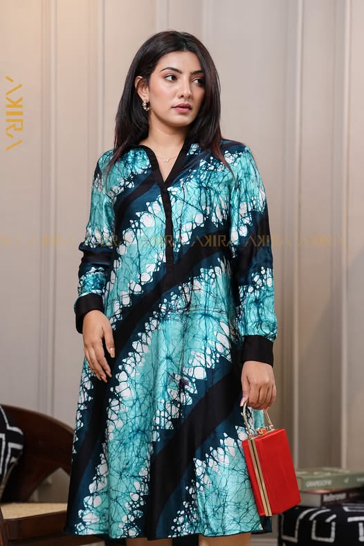 Sapphire Elegance Silk Dress